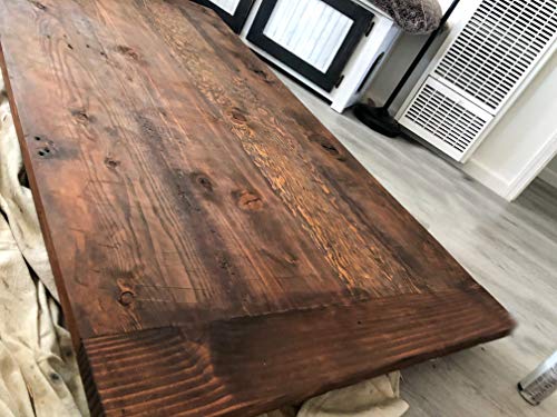 Farmhouse Redwood Rustic Table, Reclaimed Wood, Dark Brown and White