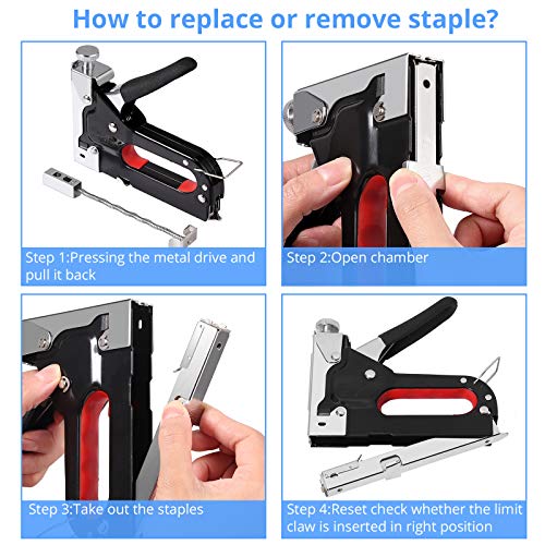 CAMWAY Staple Gun Heavy Duty,Upholstery Stapler with 4000Staples and Remover, 3 in 1 Manual Staple Gun with Portable Case,Alloy Steel Upholstery Stapler Gun for Wood,Upholstery,Fabric,DIY,Furniture