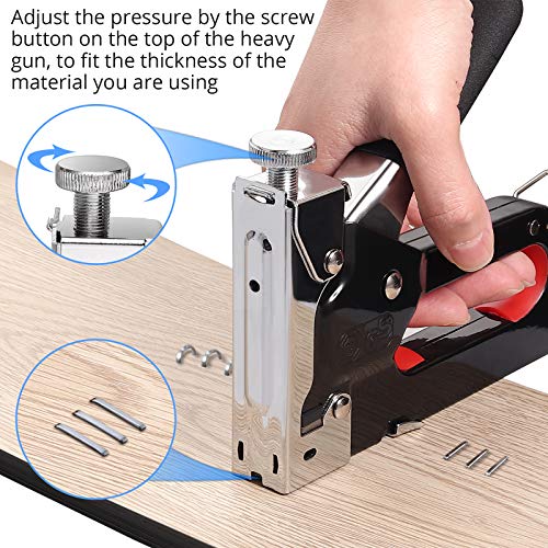 CAMWAY Staple Gun Heavy Duty,Upholstery Stapler with 4000Staples and Remover, 3 in 1 Manual Staple Gun with Portable Case,Alloy Steel Upholstery Stapler Gun for Wood,Upholstery,Fabric,DIY,Furniture