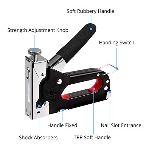 CAMWAY Staple Gun Heavy Duty,Upholstery Stapler with 4000Staples and Remover, 3 in 1 Manual Staple Gun with Portable Case,Alloy Steel Upholstery Stapler Gun for Wood,Upholstery,Fabric,DIY,Furniture