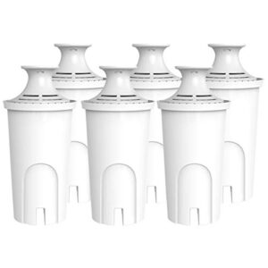 replacement for brita water filter，standard water filter compatible with classic ob03, mavea 107007, and more, nsf certified pitcher water filter, 1 year filter supply, 6 packs