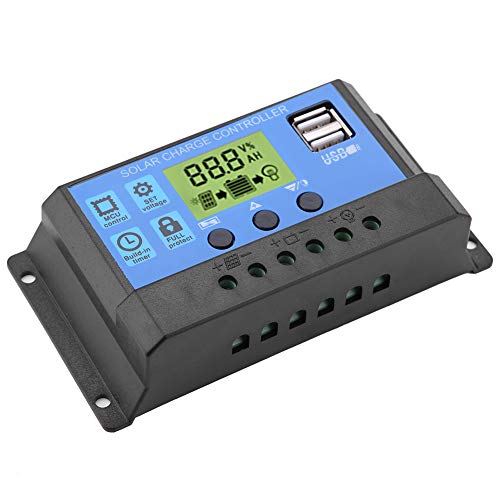 LZKW Solar Charger Controller, Solar Controller, Built-in Various Protection Functions, Current Protection Solar Panel for Charge Regulating Charge Management(YJSS-10A)