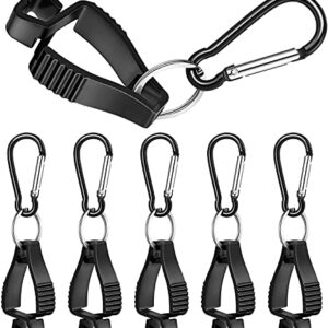 RICHARDJOV 6PCS Glove Clip Holder Safety Work Gloves Clip for Belt, Metal Glove Keeper Loop Glove Grabber Clip Holder(Black)
