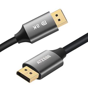 ATZEBE DisplayPort to DisplayPort Cable 10ft, DisplayPort 1.4 Cable Support 7680x4320 Resolution, 8K@60Hz, 4K@144Hz, High Speed 32.4Gbps, HBR3, DSC, HDR10, HDCP2.2 for Gaming PC, Laptop, Monitor