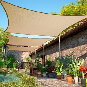 shademart 16' x 16' sand sun shade sail upf50 square canopy fabric cloth screen, water and air permeable & uv resistant, heavy duty, carport patio outdoor - (we customize size)