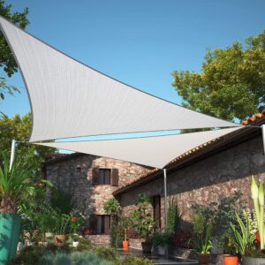 shademart 10' x 10' x 10' grey sun shade sail upf50 triangle canopy fabric cloth screen, water air permeable & uv resistant, heavy duty, carport patio outdoor - (we customize size)