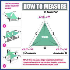 ShadeMart 8' x 8' x 8' Turquoise Triangle Sun Shade Sail UPF50 Canopy smTAPT08 Fabric Cloth Screen, Water Air Permeable & UV Resistant, Heavy Duty, Carport Patio Outdoor - (We Customize Size)