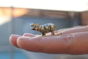 hippopotamus brass collectible hippo figurine handmade art miniature