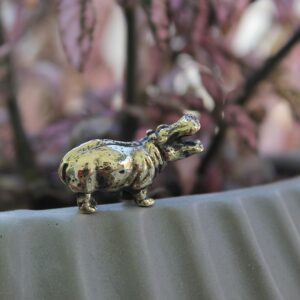 Hippopotamus Brass Collectible Hippo Figurine Handmade Art Miniature