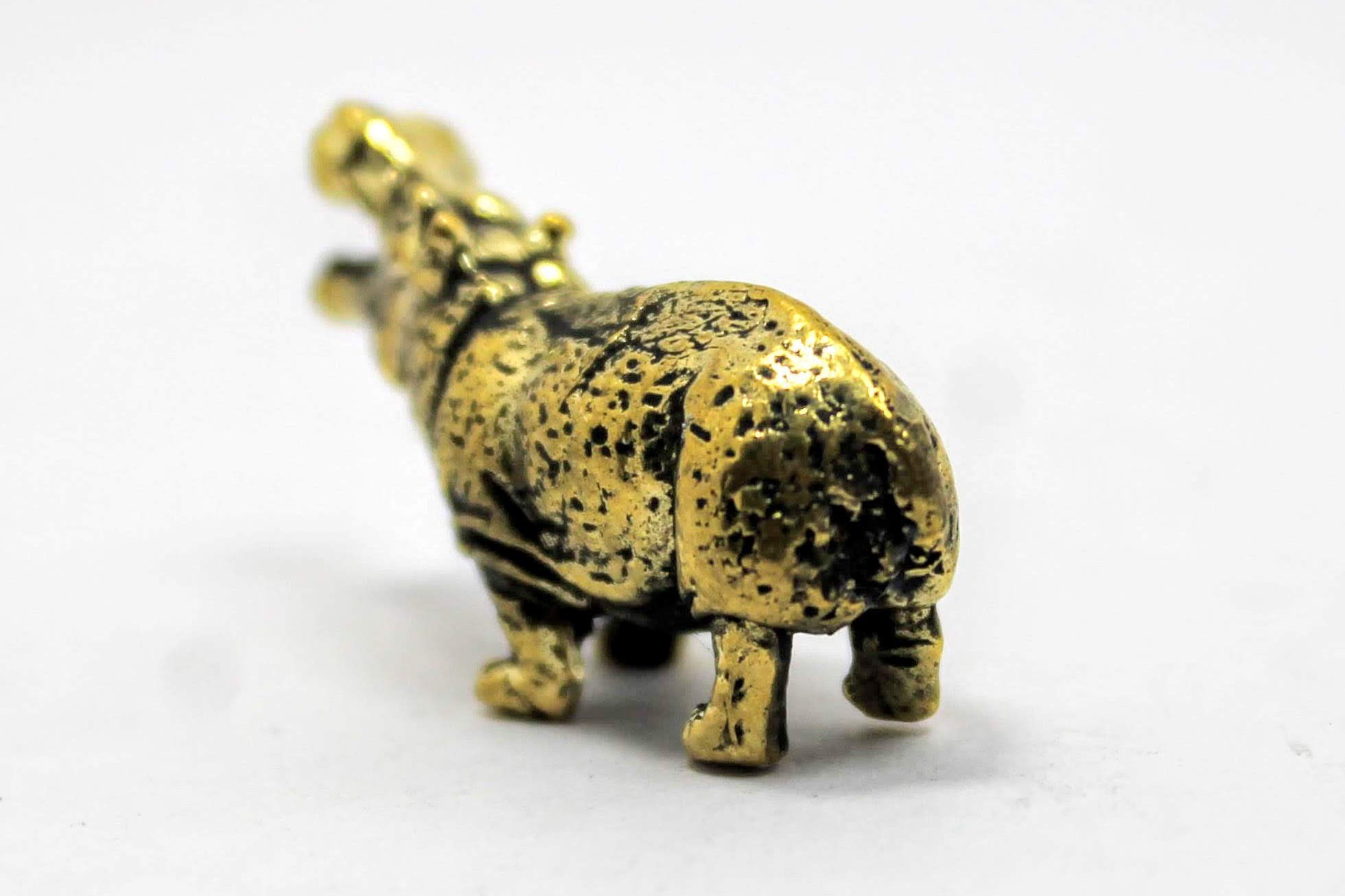 Hippopotamus Brass Collectible Hippo Figurine Handmade Art Miniature