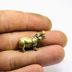 Hippopotamus Brass Collectible Hippo Figurine Handmade Art Miniature