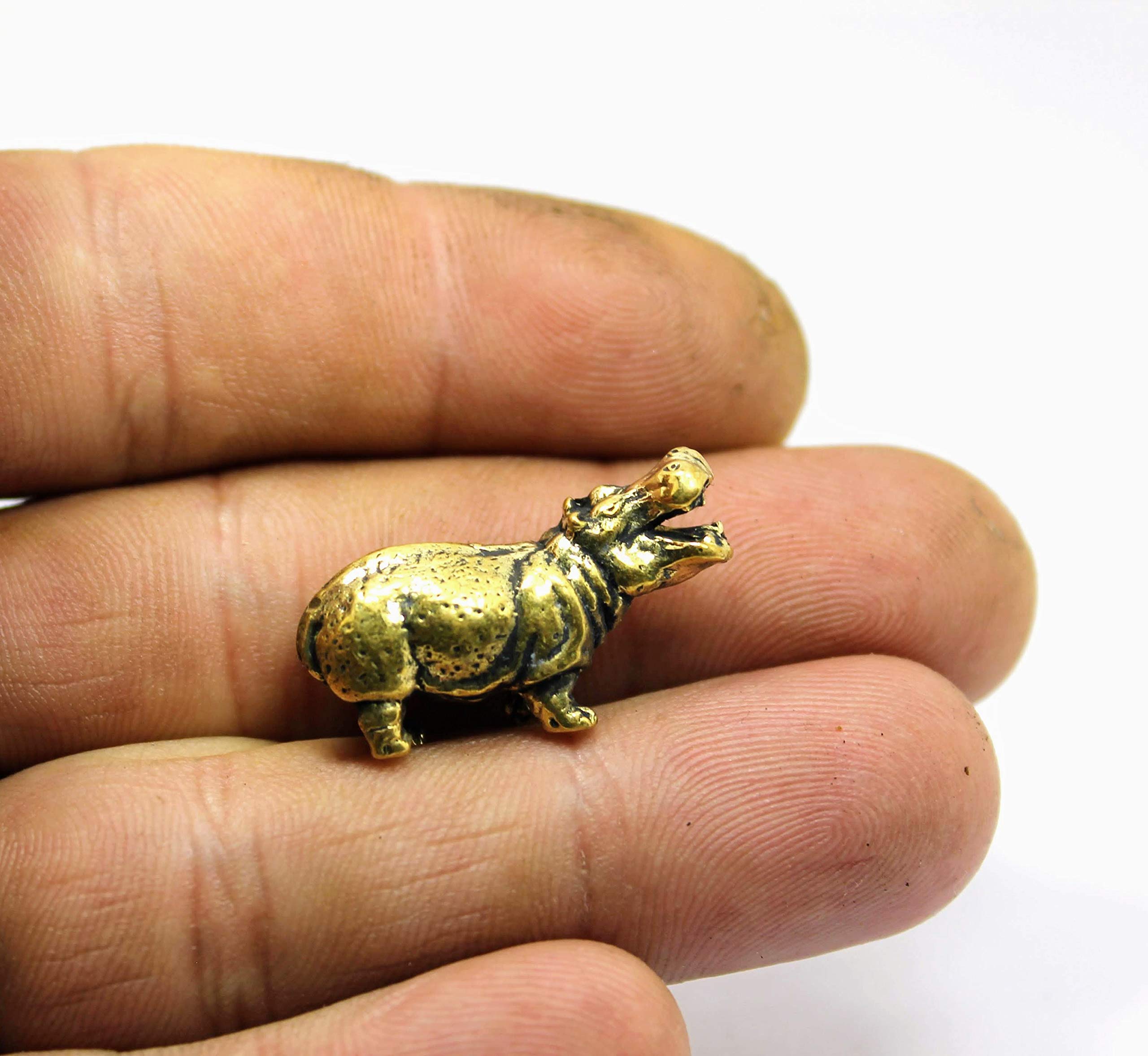 Hippopotamus Brass Collectible Hippo Figurine Handmade Art Miniature