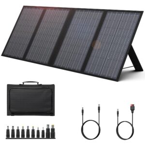 foldable solar panel charger 60w with 18v dc output (11 connectors) for 100w~350w portable power stations jackery/rockpals/flashfish/enginstar, portable solar generator for outdoor camping van rv trip