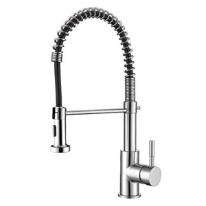 single handle pull down spring kitchen faucet, stainless steel brushed nickel kitchen sink faucet with sprayer