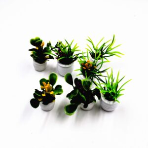 Togudot 7 Pcs Miniature Potted Plants Dollhouse Mini Plant Bonsai Flower Model Tiny Fake Greenery Decoration