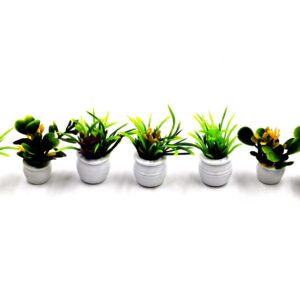 Togudot 7 Pcs Miniature Potted Plants Dollhouse Mini Plant Bonsai Flower Model Tiny Fake Greenery Decoration