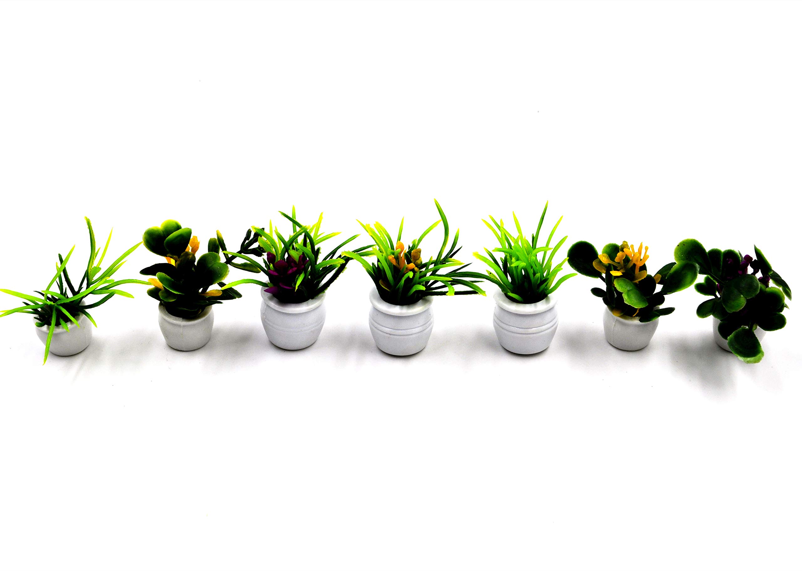 Togudot 7 Pcs Miniature Potted Plants Dollhouse Mini Plant Bonsai Flower Model Tiny Fake Greenery Decoration