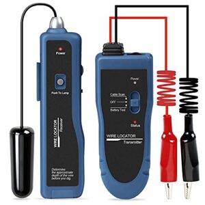 kolsol underground wire locator, cable tester f02 pro for locate wires, locate control wires cables pet fence wires, up to 3-4 feet deep 2000 feet length, equiped with rechargeable 1100mah battery