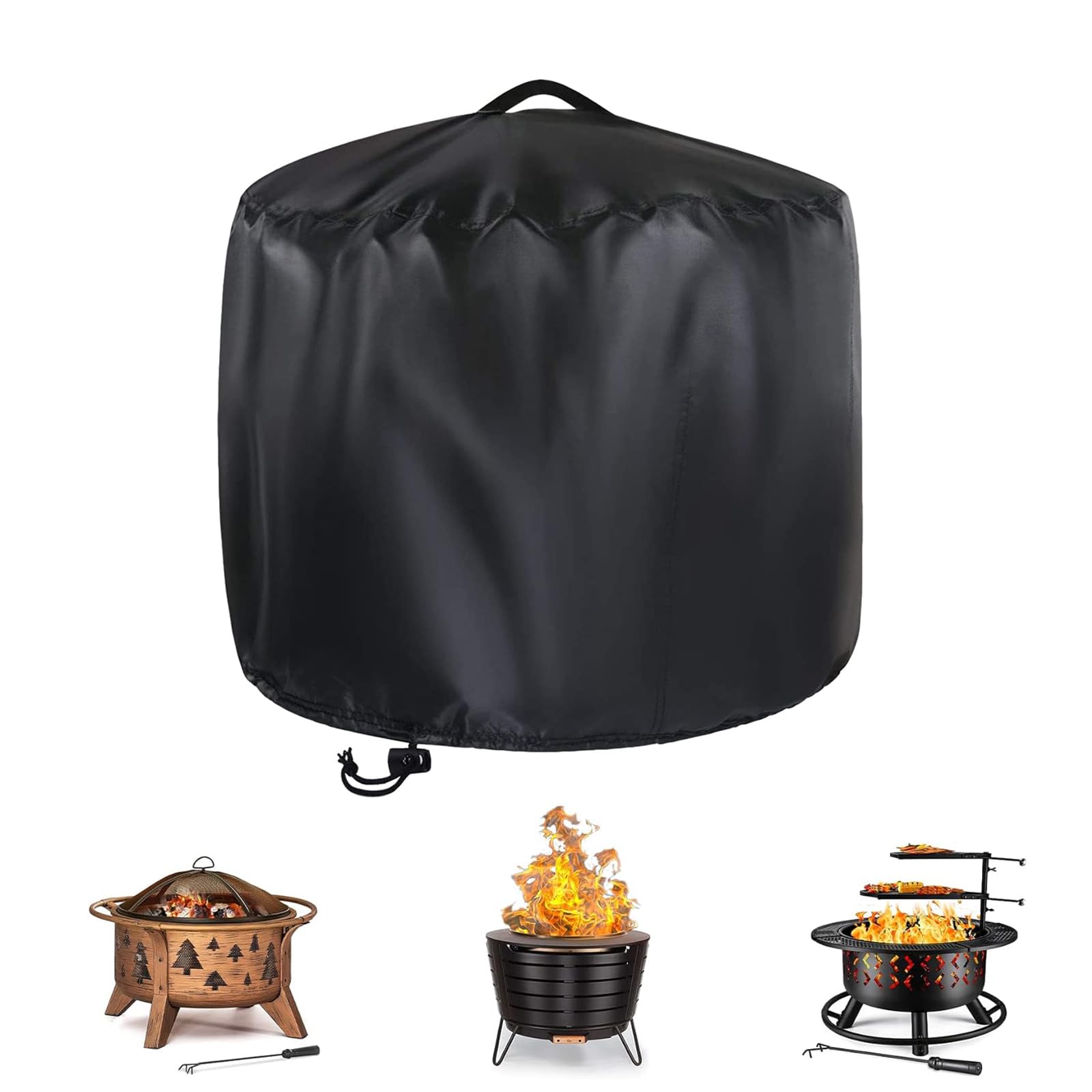 Hengme Round Fire Pit Cover, 20 Inch Patio Firepits Cover Fit for Propane Fire Pit - 20" D x 14.5" H Waterproof Gas Fire Bowl Cover