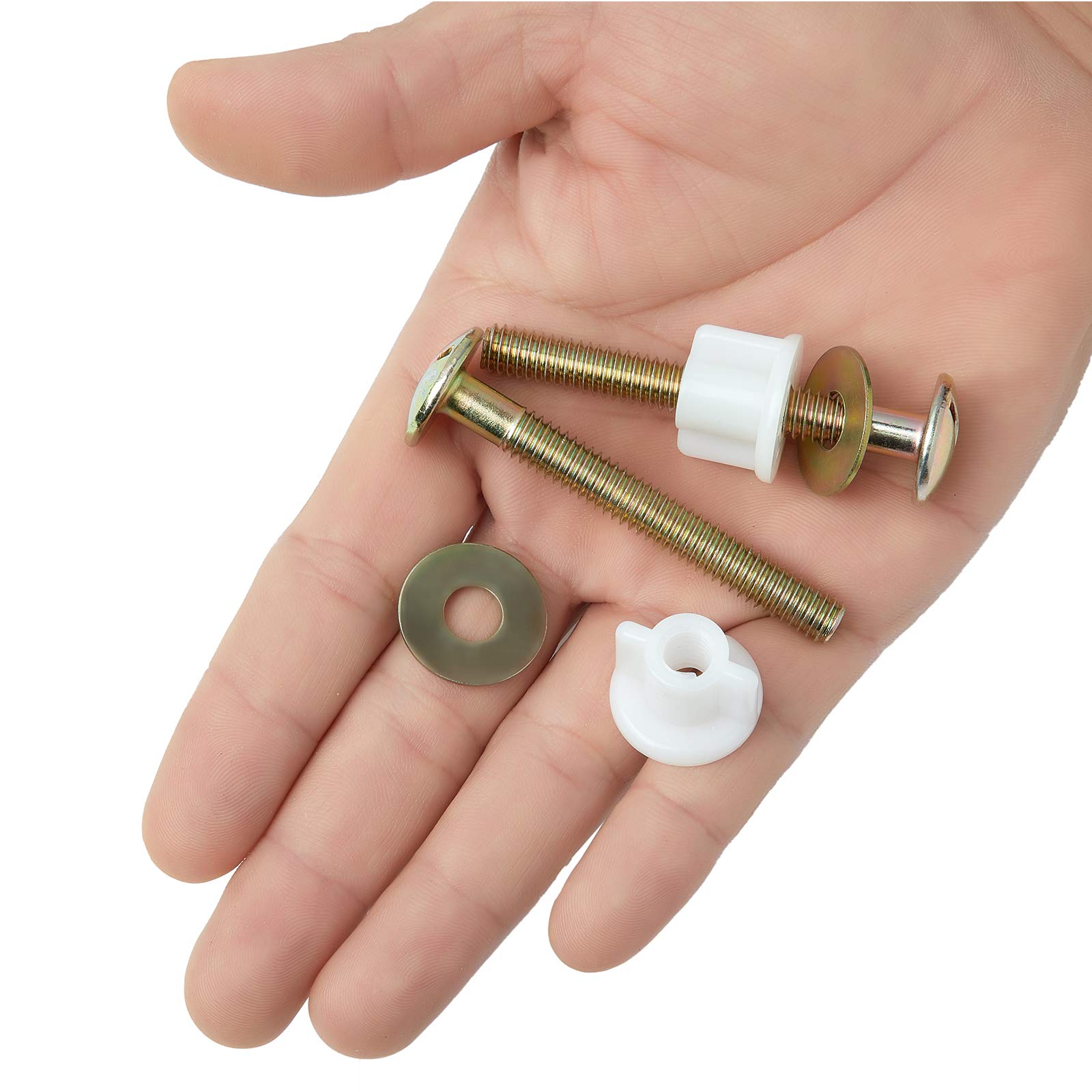 2 Pieces Toilet Seat Bolts, Universal Toilet Seat Screws Replacement, Heavy Duty Toilet Seat Hardware with Nuts and Washers, Steel Toilet Lid Screws for Top Mount Toilet Seat Hinges