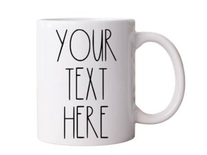 your custom text rae dunn inspired ceramic mug - 11oz personalized mug