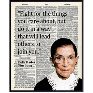 Ruth Bader Ginsburg Wall Art - RBG Motivational Quote Home Decor, Room Decoration for Office, Bedroom - Inspirational Gift for Women, Attorney, Lawyer, Liberal Feminist - Picture Poster Photo Print