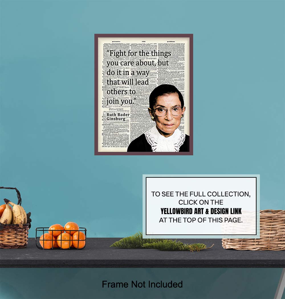 Ruth Bader Ginsburg Wall Art - RBG Motivational Quote Home Decor, Room Decoration for Office, Bedroom - Inspirational Gift for Women, Attorney, Lawyer, Liberal Feminist - Picture Poster Photo Print