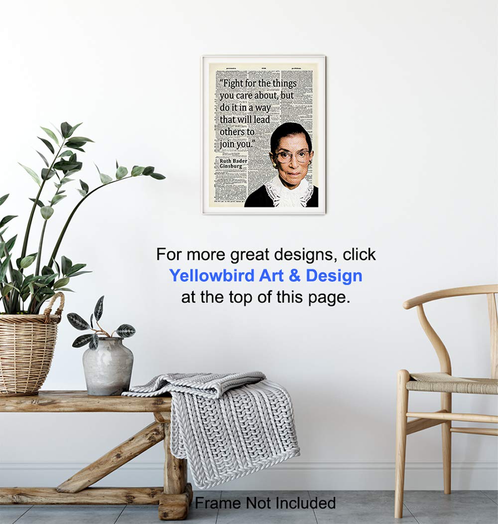 Ruth Bader Ginsburg Wall Art - RBG Motivational Quote Home Decor, Room Decoration for Office, Bedroom - Inspirational Gift for Women, Attorney, Lawyer, Liberal Feminist - Picture Poster Photo Print