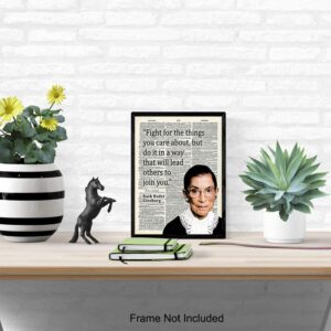 Ruth Bader Ginsburg Wall Art - RBG Motivational Quote Home Decor, Room Decoration for Office, Bedroom - Inspirational Gift for Women, Attorney, Lawyer, Liberal Feminist - Picture Poster Photo Print