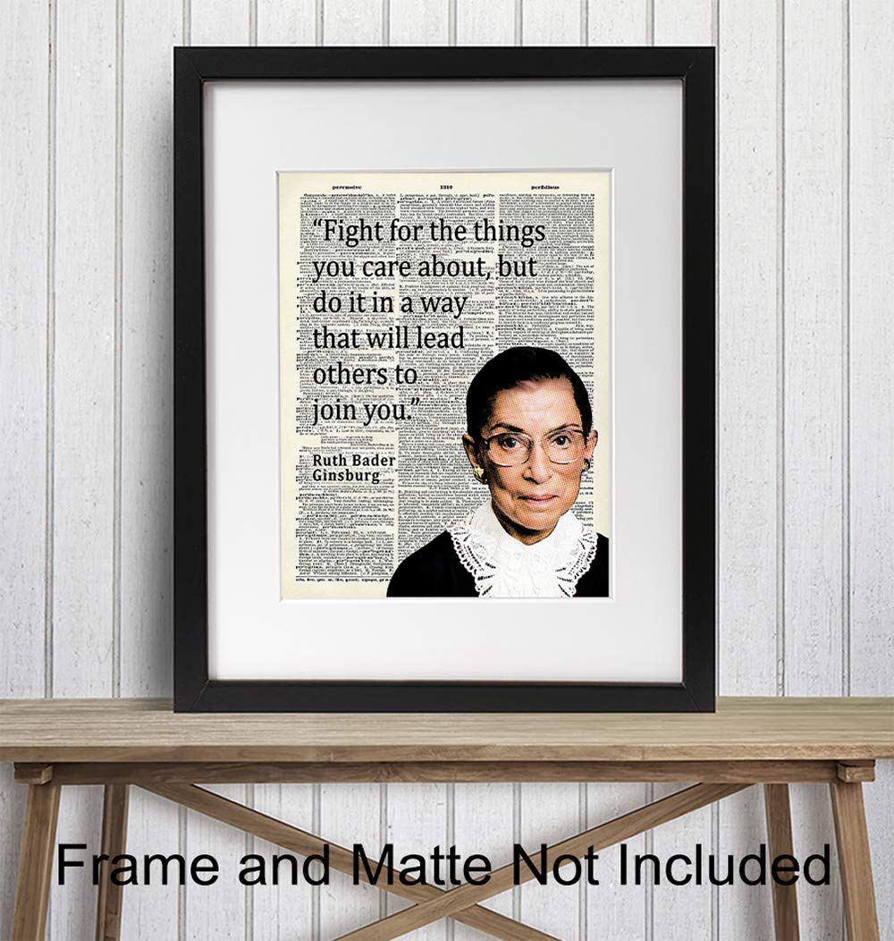 Ruth Bader Ginsburg Wall Art - RBG Motivational Quote Home Decor, Room Decoration for Office, Bedroom - Inspirational Gift for Women, Attorney, Lawyer, Liberal Feminist - Picture Poster Photo Print