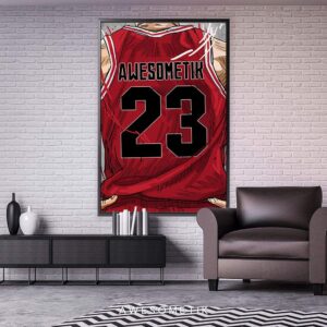 "AWESOMETIK" Chicago/Basketball PERSONALIZED Jersey Canvas Print, Basketball Fan, Kids Decor, Man Cave Gift Wall Art, Office Home Decor. Ready to Hang. Made in USA