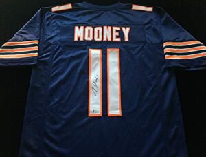 darnell mooney signed autographed blue football jersey beckett coa - chicago bears wide receiver - size xl