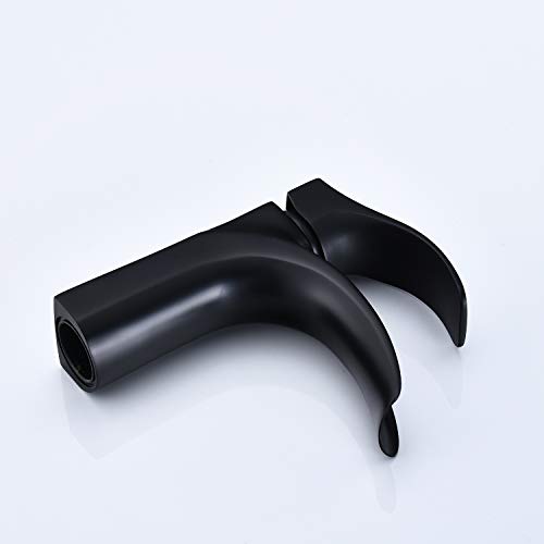 Matte Black Bathroom Sink Faucet Waterfall Single Handle One Hole by Beati Faucet