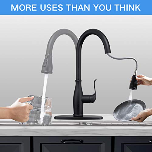 Touchless Kitchen Faucet with Pull Down Sprayer, Single Handle Motion Sensor Kitchen Faucet with 360-Degree Swivel, Matte Black Stainless Steel High Arc Kitchen Faucet with 3 Various Spray Functions