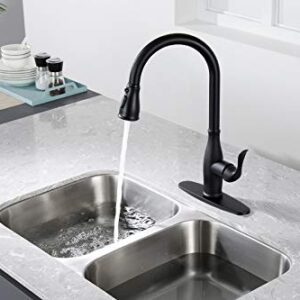 Touchless Kitchen Faucet with Pull Down Sprayer, Single Handle Motion Sensor Kitchen Faucet with 360-Degree Swivel, Matte Black Stainless Steel High Arc Kitchen Faucet with 3 Various Spray Functions