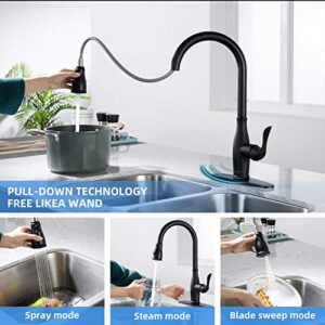 Touchless Kitchen Faucet with Pull Down Sprayer, Single Handle Motion Sensor Kitchen Faucet with 360-Degree Swivel, Matte Black Stainless Steel High Arc Kitchen Faucet with 3 Various Spray Functions