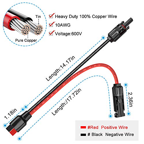 ELECTOP 10AWG Solar Panel Cable Connector Kit, Compatible with Solar Connector and Ads Port Adapter, Solar Connectors Extension Cable for Goal Zero Yeti Portable Solar Generator Power Station, RV