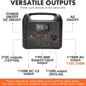 GOLABS R150 Portable Power Station, 204Wh LiFePO4 Battery with 160W AC, PD 60W, 12V DC, Type C QC3.0 Outles, Solar Generator Backup Power Supply for Outdoors Camping Fishing Emergency Home Orange