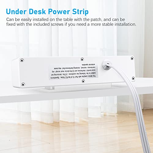 Type-C Under Desk Power Strip, Adhesive Wall Mount Power Strip with USB C Ports, Power Strip Socket Outlet, 4 AC Plug.20W 1 USB-A,2 PD Fast Charging 18W USB-C for Kitchen, Office, Home, Hotel