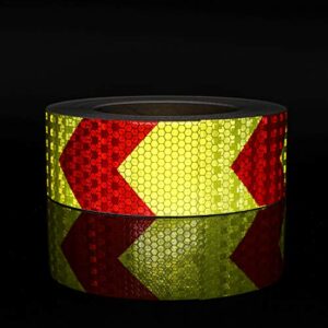 SEVEN SPARTA Arrow Reflective Safety Tape 2 Inch x100 Feet Caution Reflector Waterproof Outdoor Conspicuity Tape for Vehicles, Trailers, Boats, Signs (Red and Yellow)