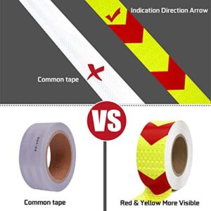 SEVEN SPARTA Arrow Reflective Safety Tape 2 Inch x100 Feet Caution Reflector Waterproof Outdoor Conspicuity Tape for Vehicles, Trailers, Boats, Signs (Red and Yellow)