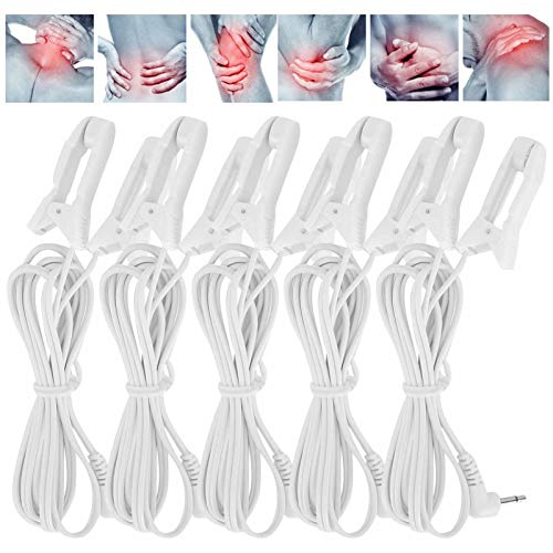 Sonew 5pcs 2.5mm Electrode Cable, Ear Clip Electrode Wire Connecting Cable for Digital TENS Massage Machine