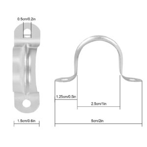 AConnet 100 Pack 3/4 inch U Clamp Metal Rigid Pipe Strap with 2 holes, Stainless Steel U Bracket Pipe Clamps Hanger Fit for 3/4 inch Pipes