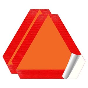 ignixia (pack of 02) slow moving vehicle sign, pvc vinyl decal slow moving vehicle triangle sticker, 14”x 16” inches orange base with reflective border, utv, safety triangle signs