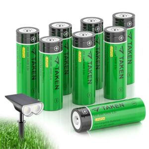 taken 14430 3.2 volt rechargeable solar battery, 3.2v 450mah 14430 lifepo4 rechargeable battery for solar panel outdoor garden lights (not aa battery) - 8 pack