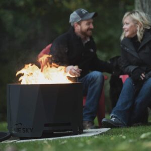 Blue Sky Outdoor Living 24” Steel Peak Patio Smokeless Fire Pit with Spark Screen Kit, Firewood and/or Wood Pellet Burning