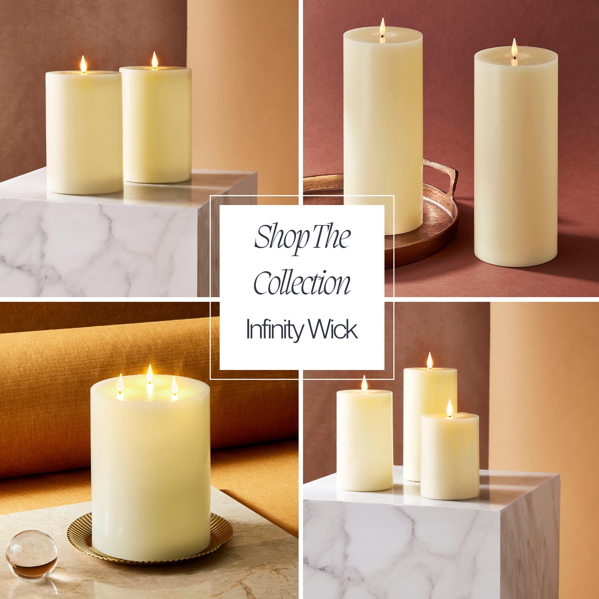 LampLust Realistic Flameless Candles with Remote - Set of 3, Batteries Included, Real Wax, 3D Flickering LED Flame, 3 Inch Diameter Pillar Candles for Mantel Decor, Valentine & Wedding Decorations