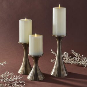 LampLust Realistic Flameless Candles with Remote - Set of 3, Batteries Included, Real Wax, 3D Flickering LED Flame, 3 Inch Diameter Pillar Candles for Mantel Decor, Valentine & Wedding Decorations