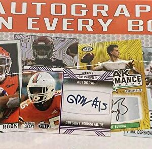 2020 SAGE FOOTBALL LOW & HIGH COMPLETE SERIES HIT PREMIER DRAFT Factory Sealed BLASTER BOX (73 Cards: 50 base cards, 20 exclusive parallels and 3 AUTOGRAPHS Chase autographed rookie cards of Joe Burrow, Tua Tagovailoa, and even 2021 Draft Class Players Am