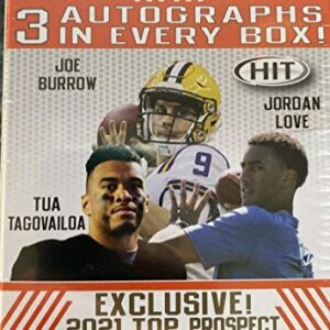 2020 SAGE FOOTBALL LOW & HIGH COMPLETE SERIES HIT PREMIER DRAFT Factory Sealed BLASTER BOX (73 Cards: 50 base cards, 20 exclusive parallels and 3 AUTOGRAPHS Chase autographed rookie cards of Joe Burrow, Tua Tagovailoa, and even 2021 Draft Class Players Am